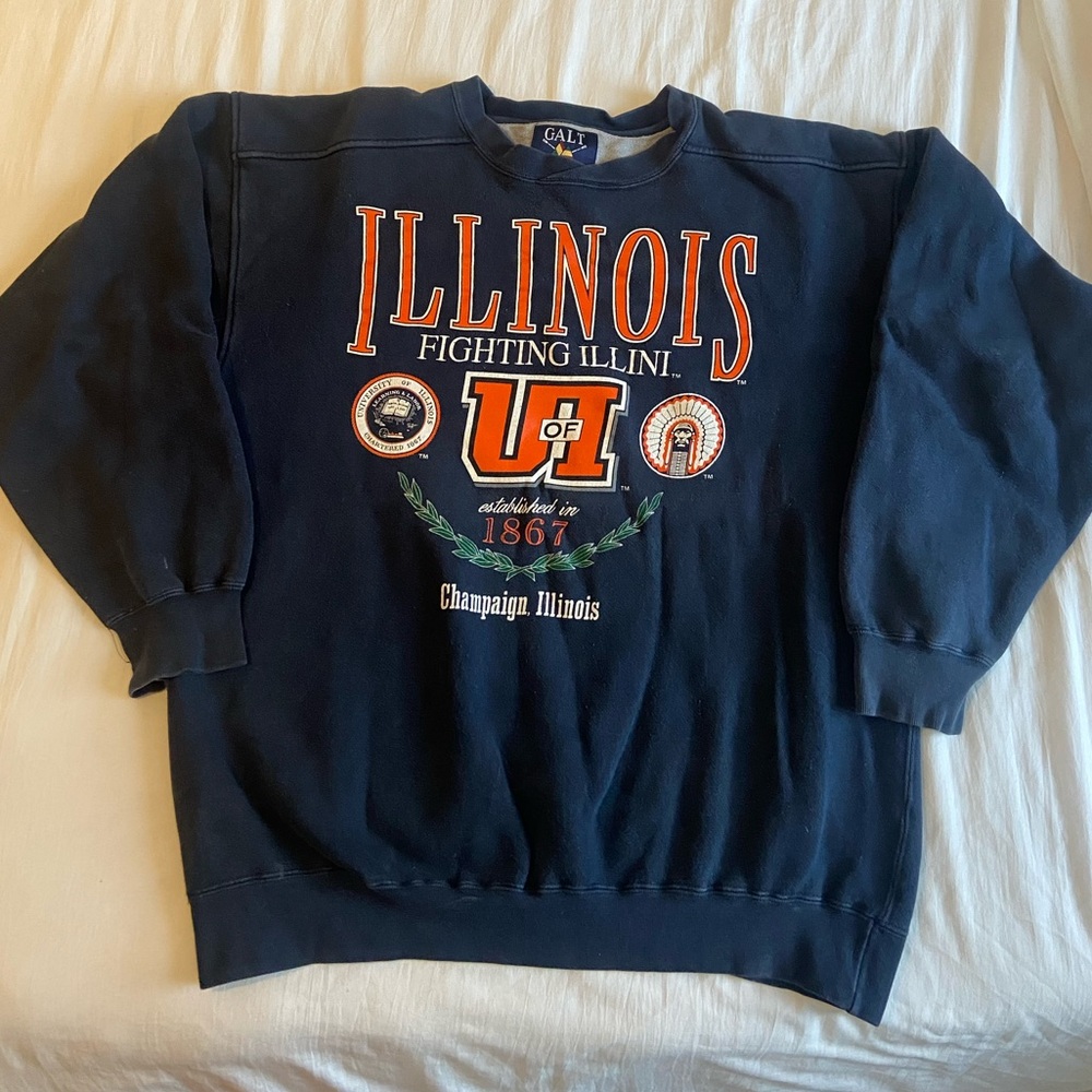 Blue Illinois Fighting Illini Men's Sweatshirt vtg